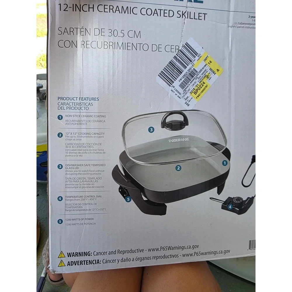 Farberware 12-Inch Electric Skillet‎ Ceramic Non-Stick FW61100027877 1200W E3